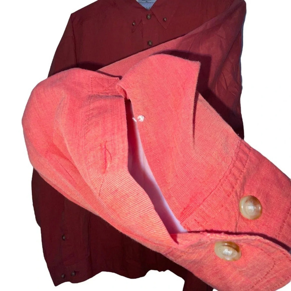 Orvis Button Down Double Pocket Fishing Shirt Long Sleeve Size XL Orange - Picture 10 of 11